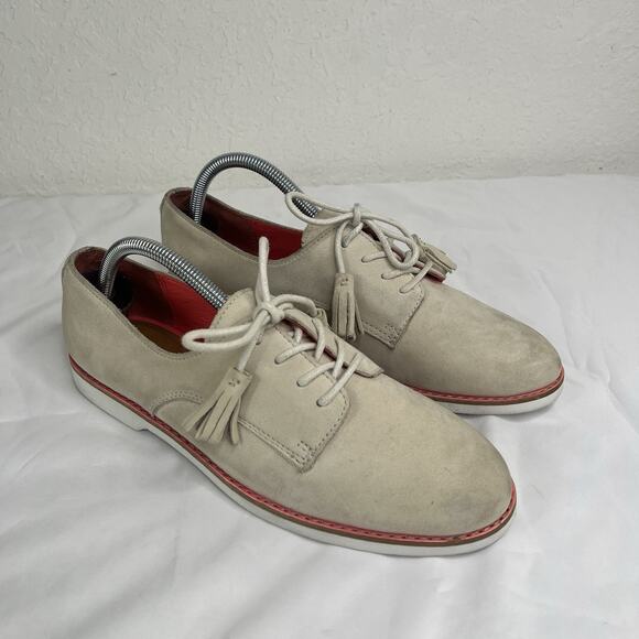 Coach Zinnia Nubuck Leather Tassel Loafer Oxford Flat Shoe Light Sand, size 9.5B - Picture 2 of 9